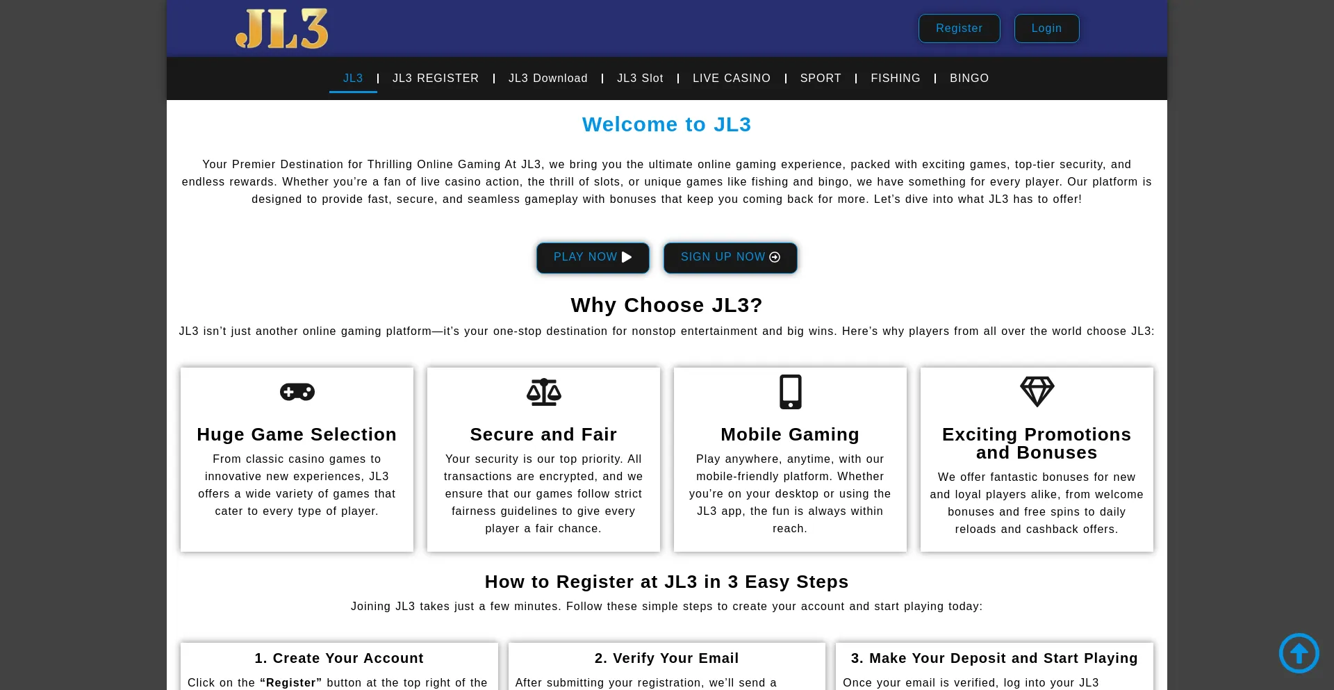 Website screenshot of Jl3.com.ph