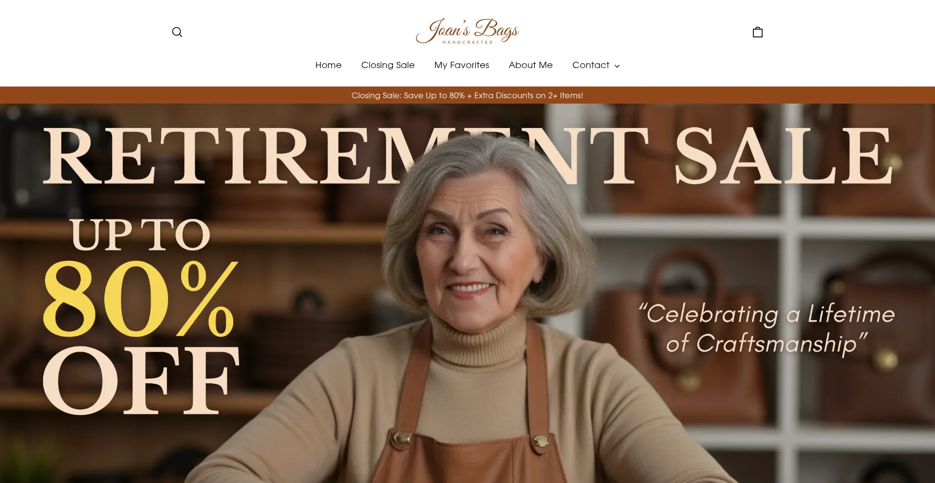 Website screenshot of Joan-bags.com