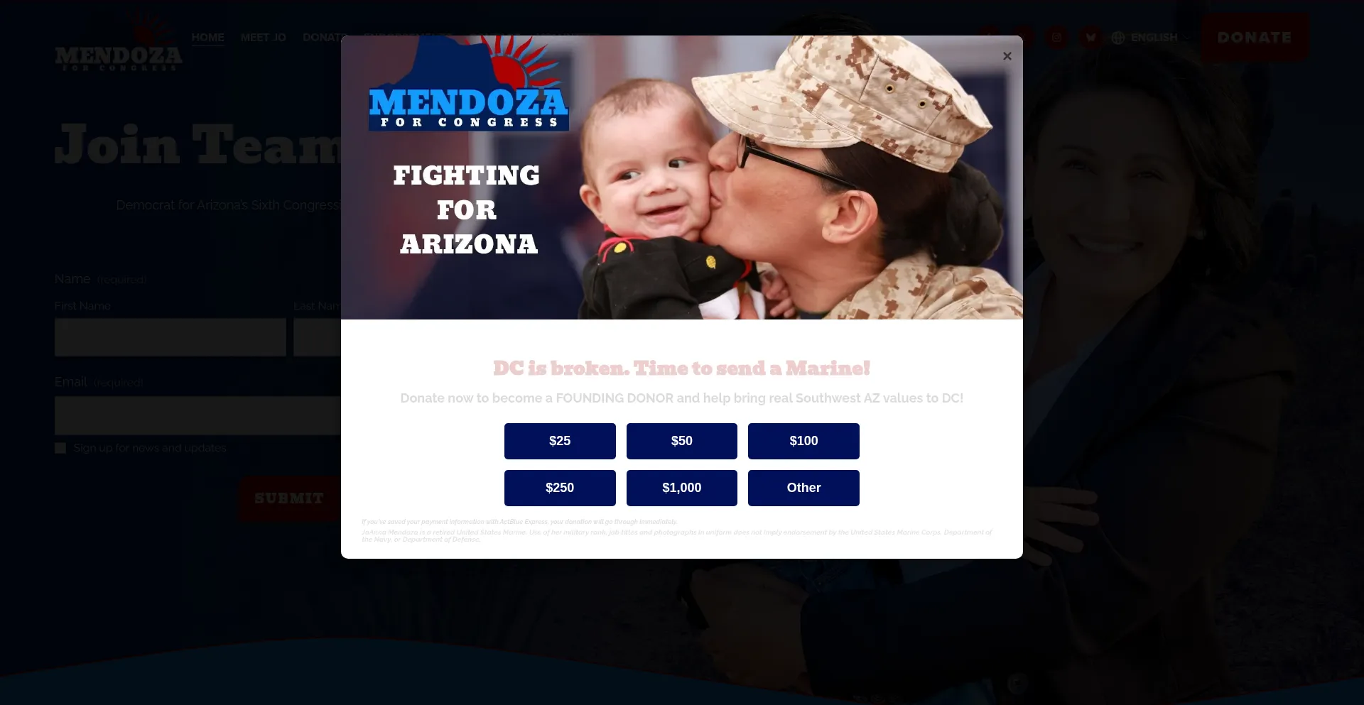 Website screenshot of Joannamendoza.com
