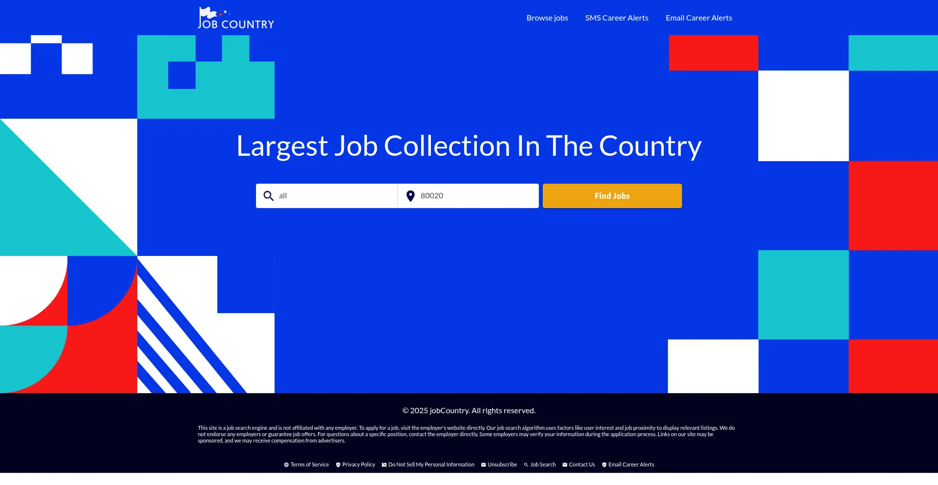 Website screenshot of Jobcountry.io