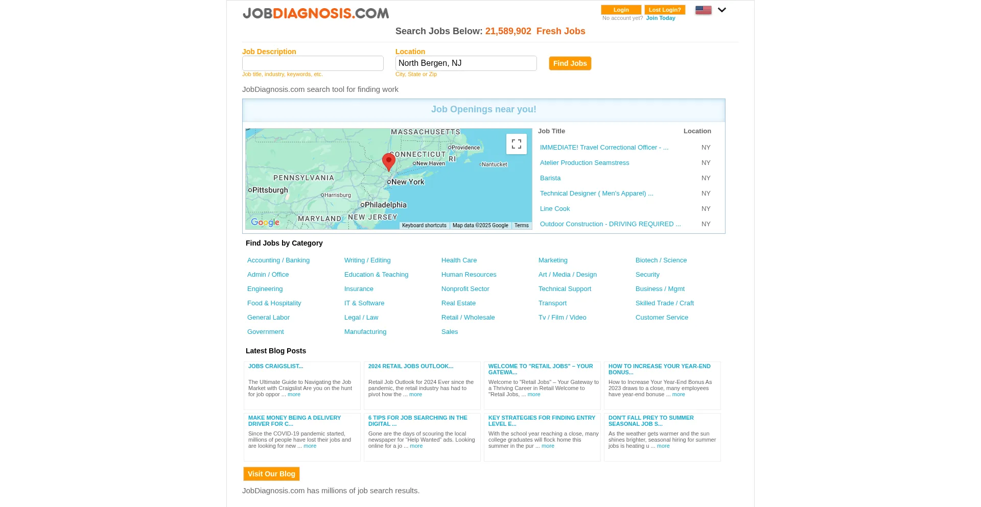 Website screenshot of Jobdiagnosis.com