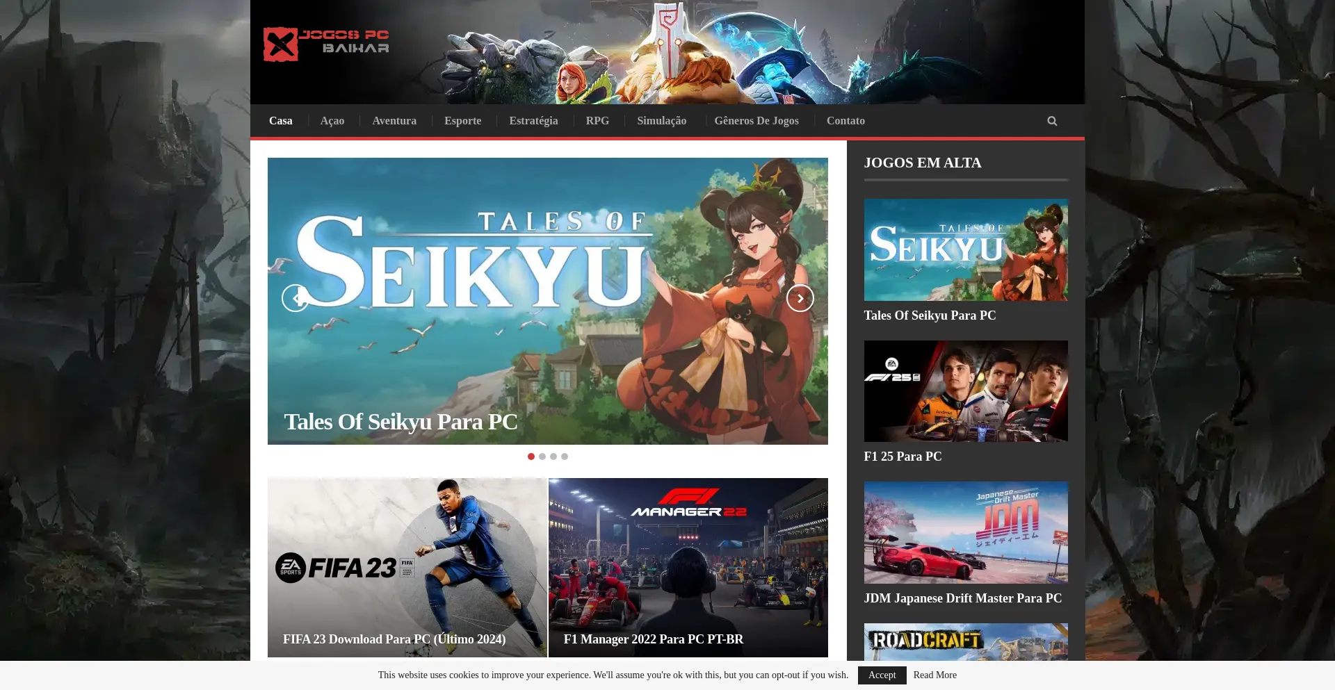 Website screenshot of Jogospcbaixar.com
