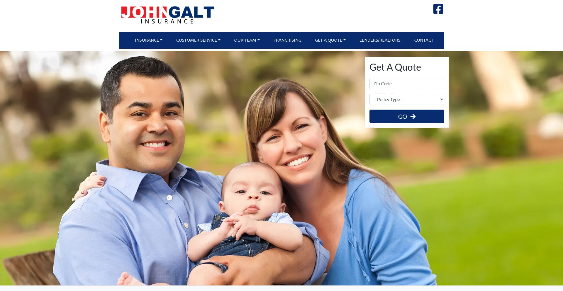Website screenshot of Johngaltinsurance.com
