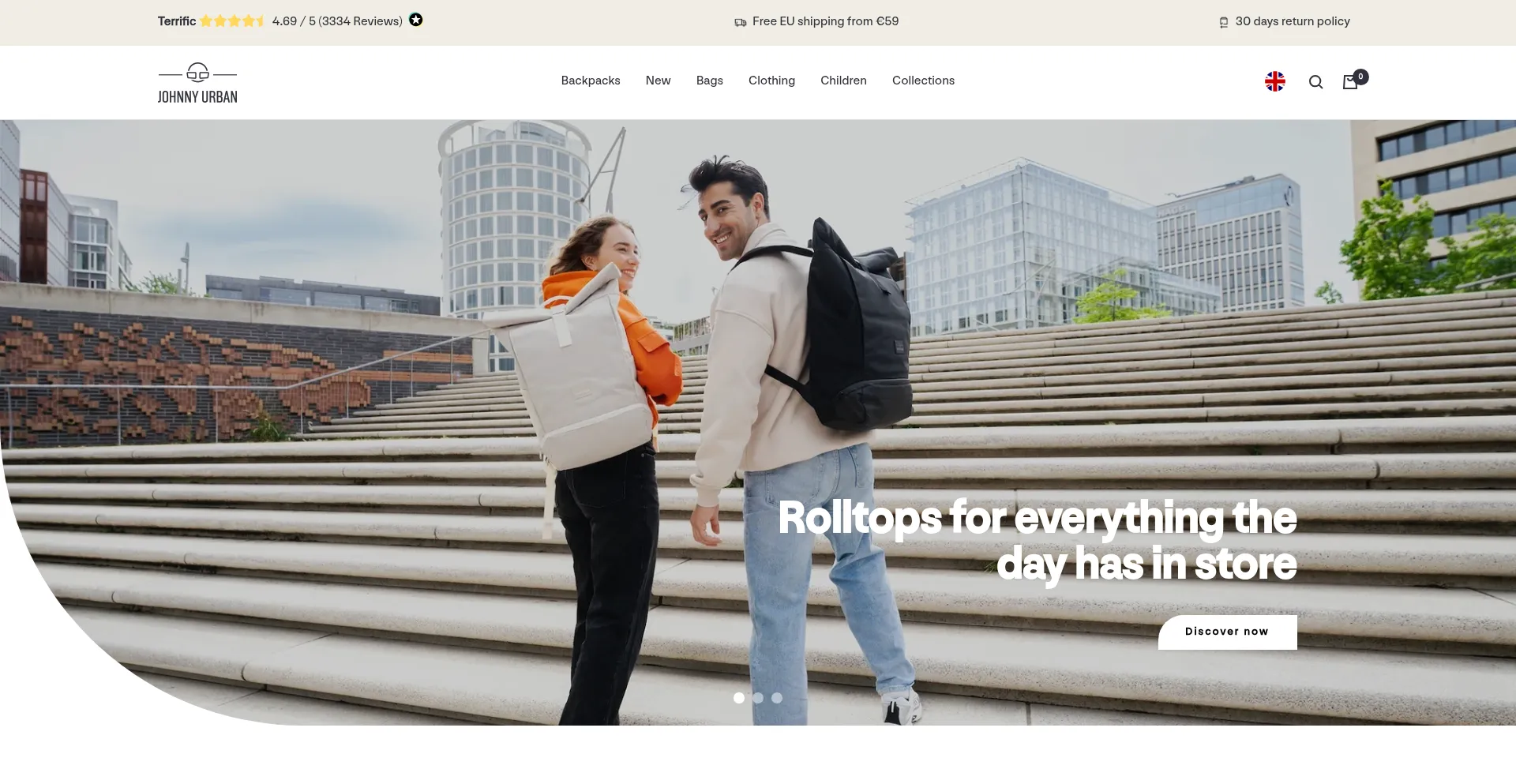 Website screenshot of Johnny-urban.com
