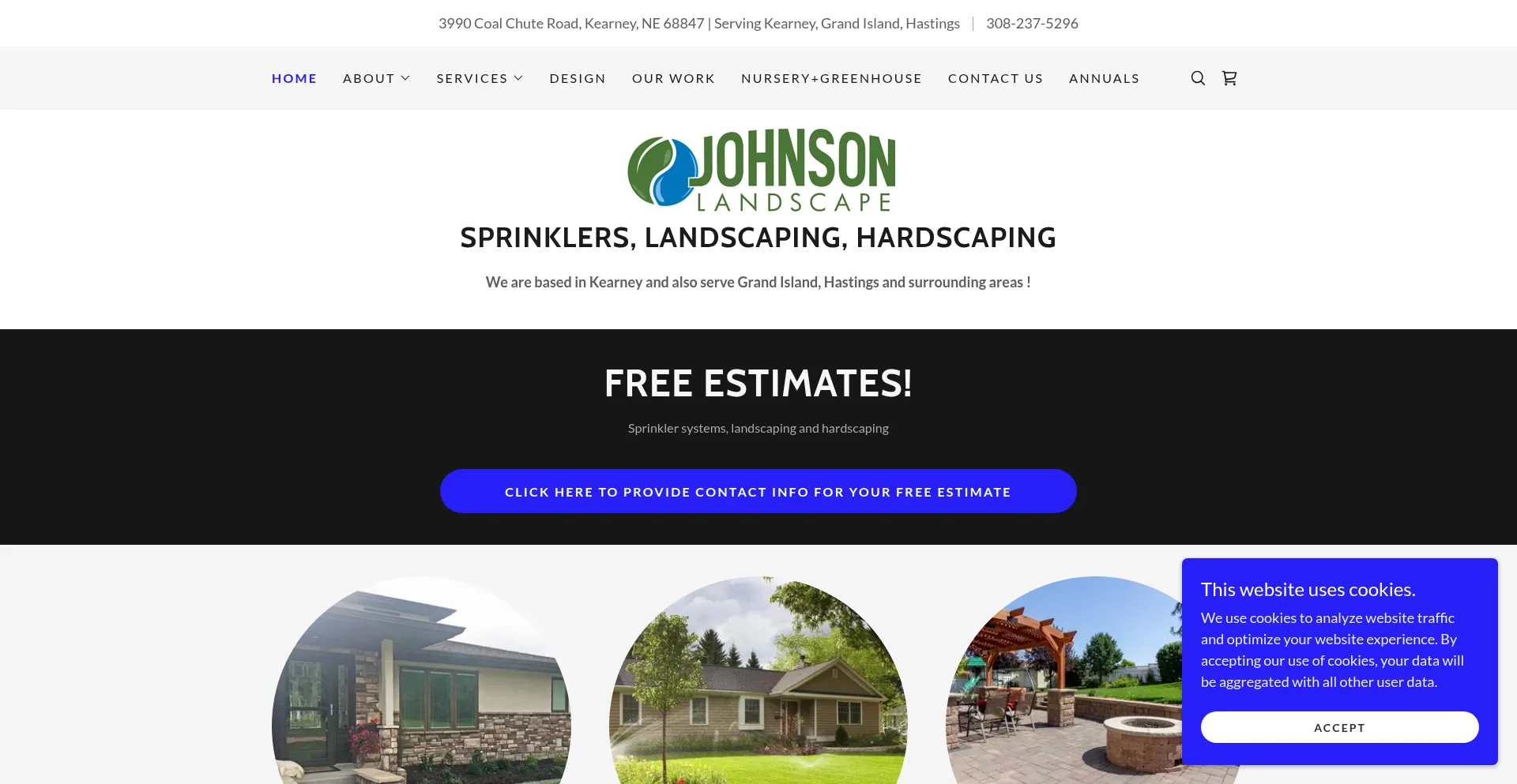 Website screenshot of Johnsonlandscape.com