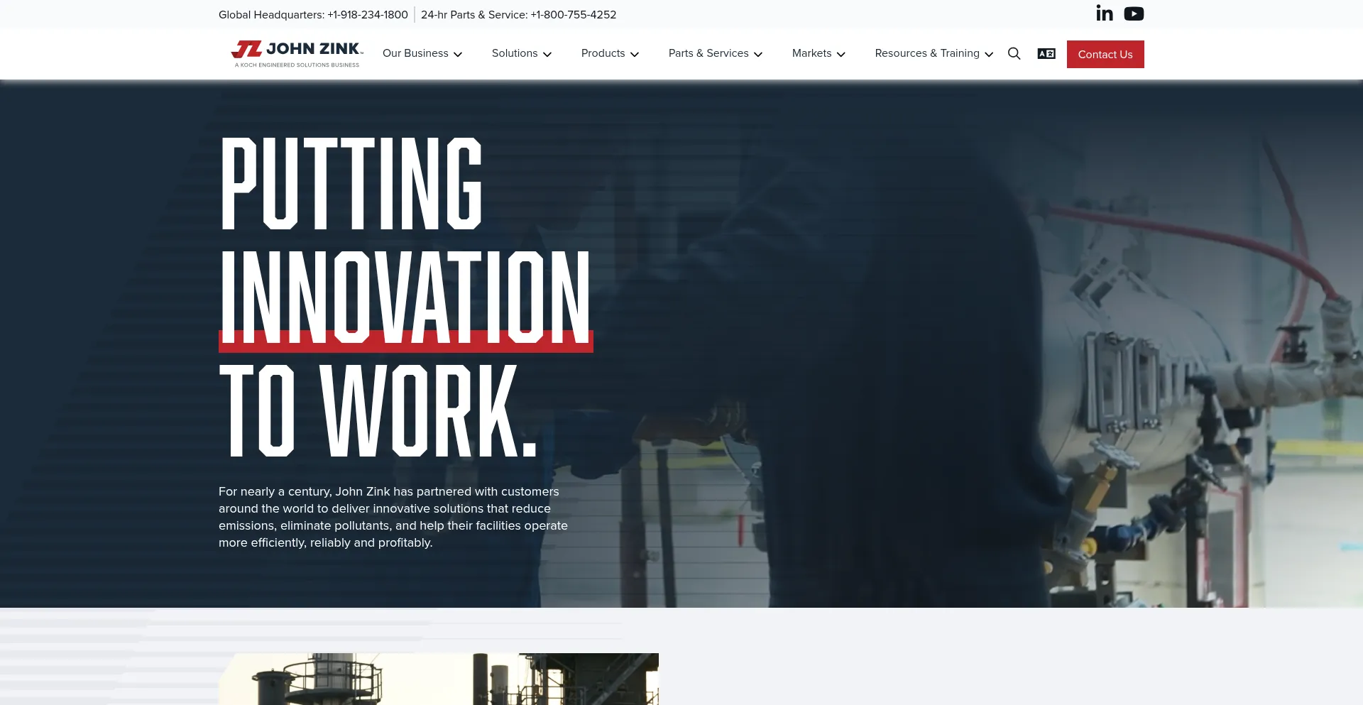 Website screenshot of Johnzink.com