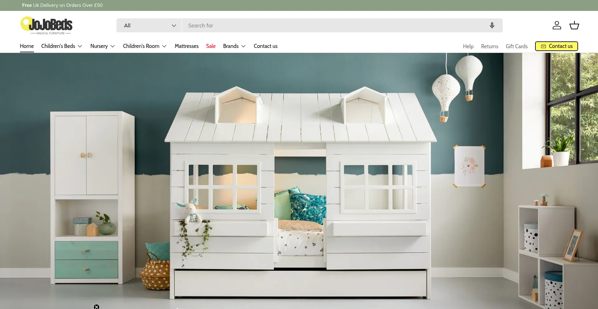 Website screenshot of Jojobeds.co.uk