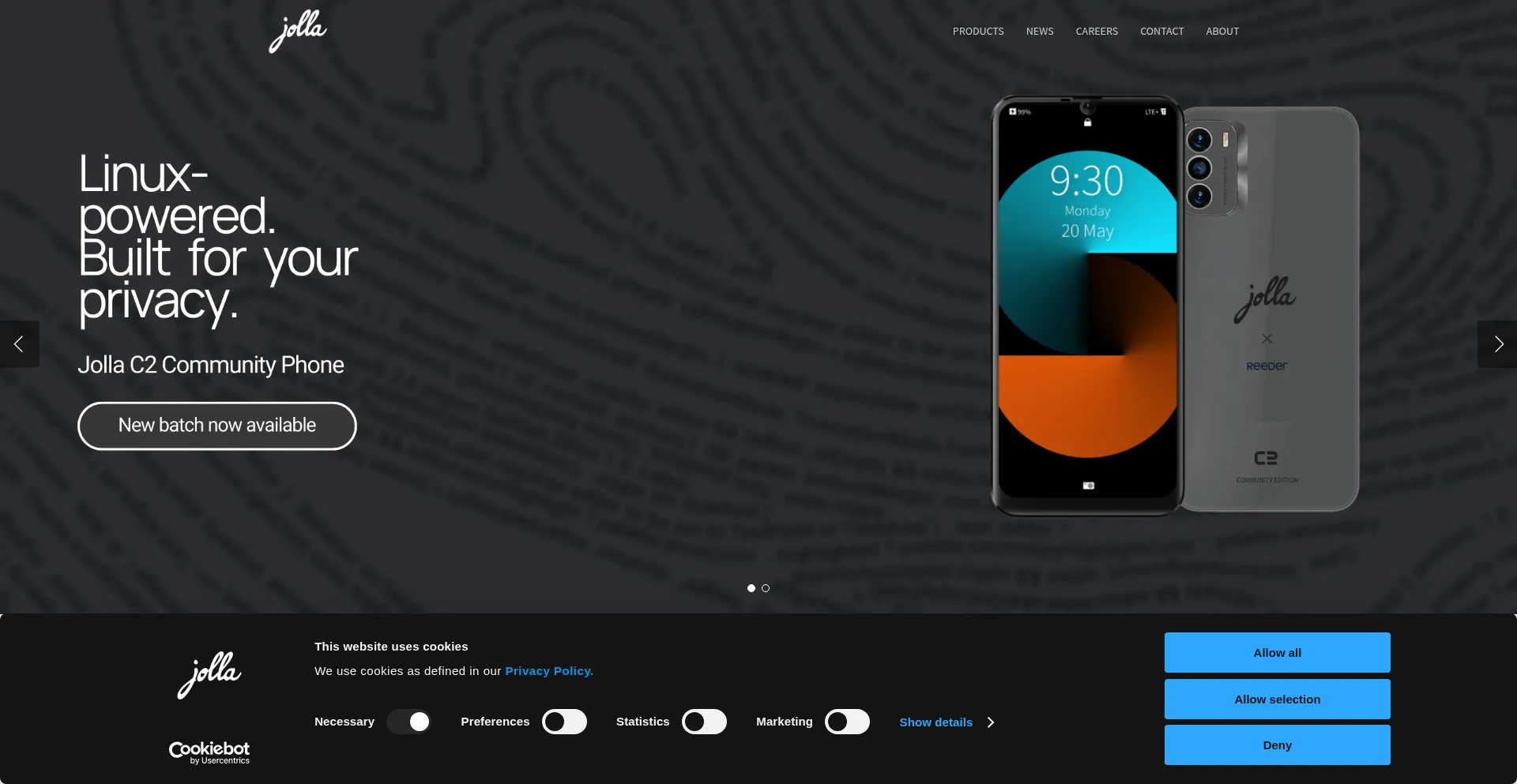 Website screenshot of Jolla.com
