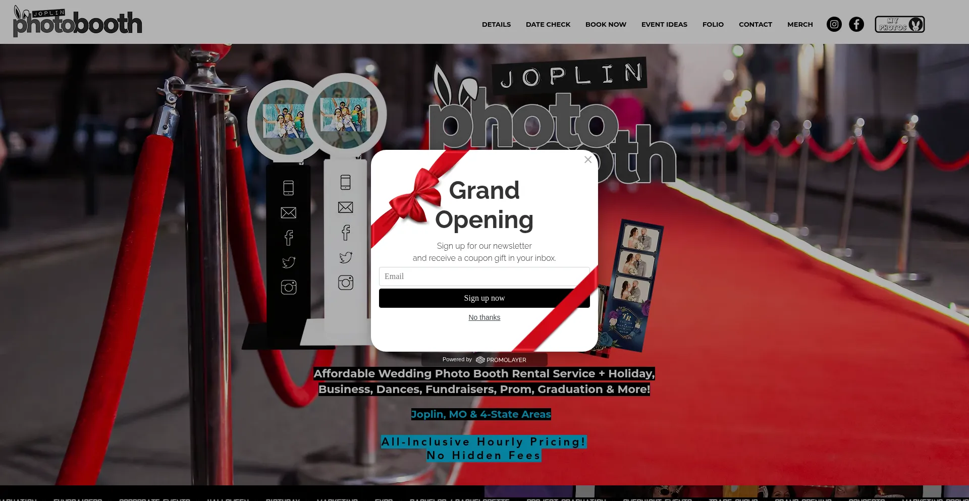 Website screenshot of Joplinphotobooth.com