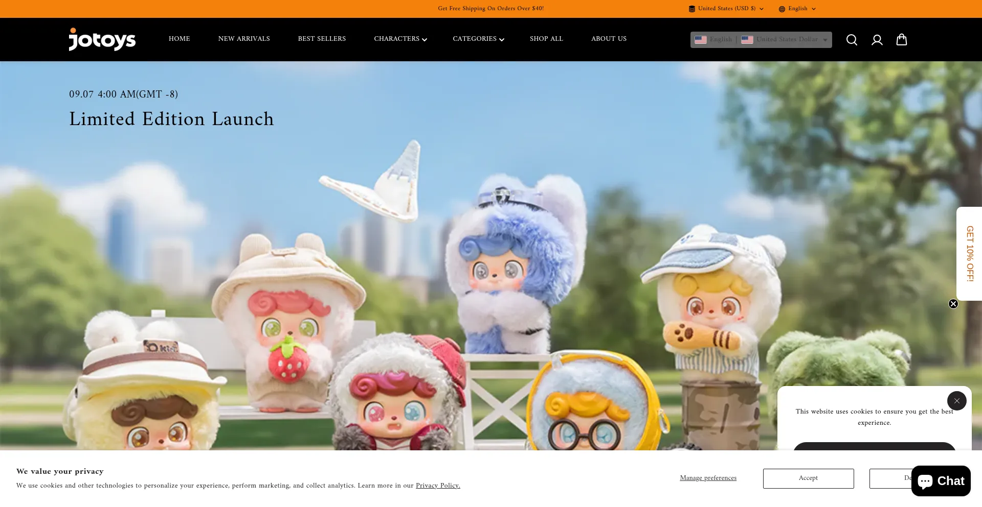Website screenshot of Jotoys.store