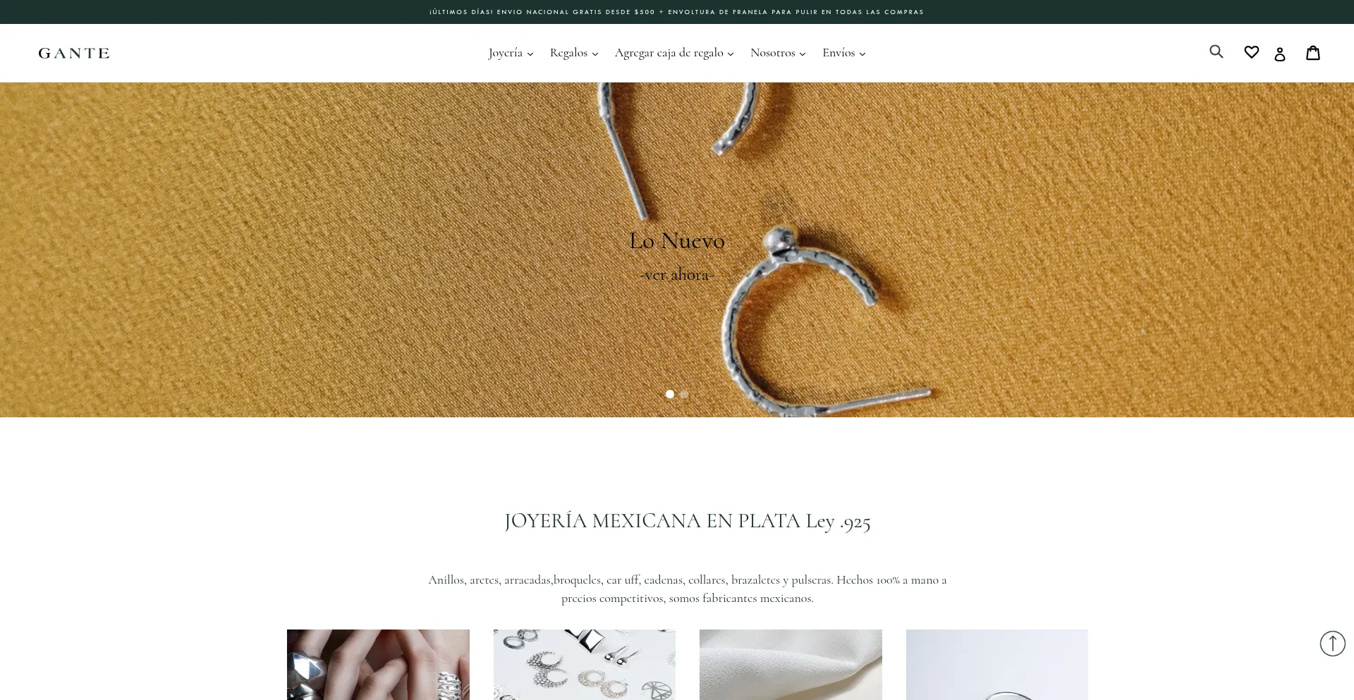 Website screenshot of Joyeriagante.com