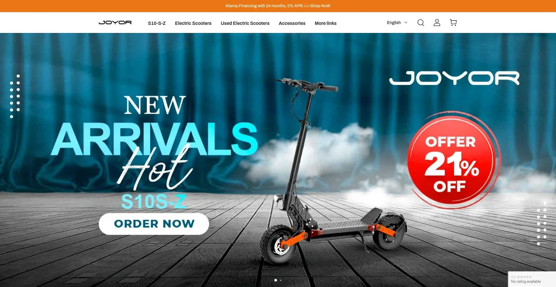 Website screenshot of Joyor-escooter.com