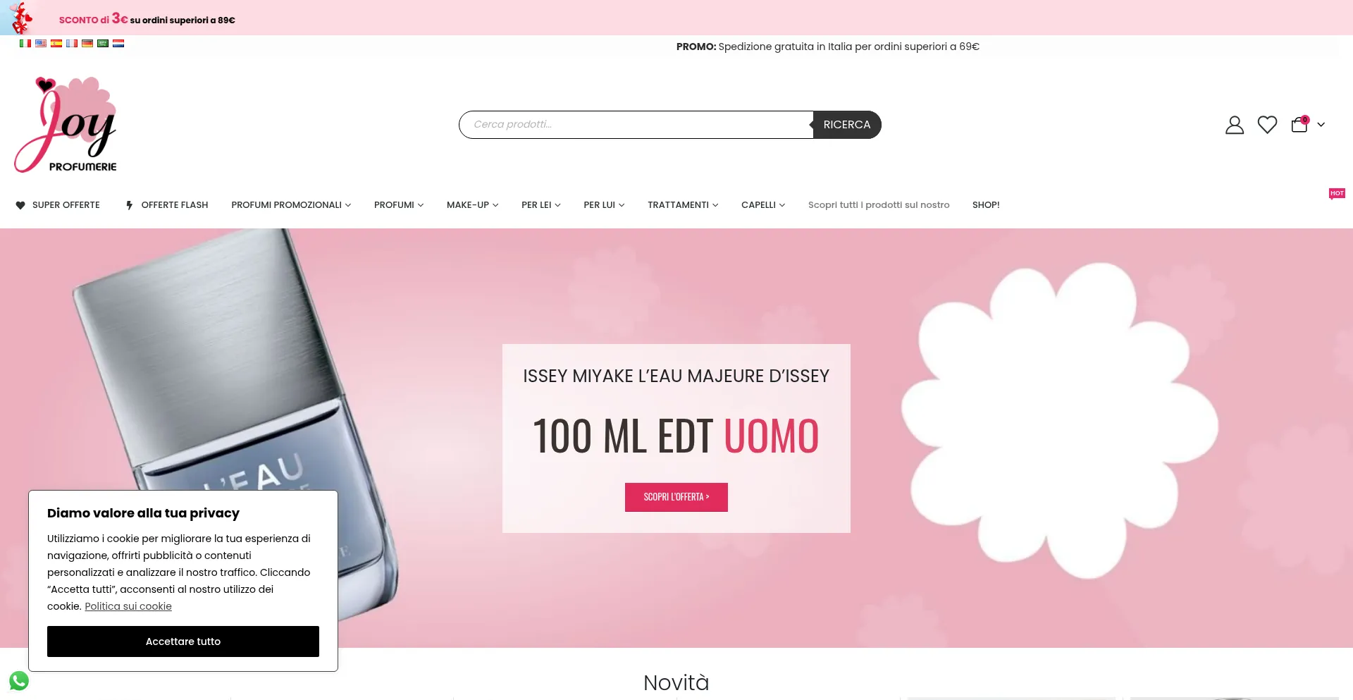 Website screenshot of Joyprofumerie.com