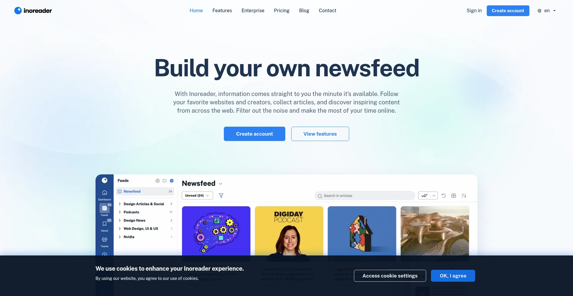 Website screenshot of Jp.inoreader.com