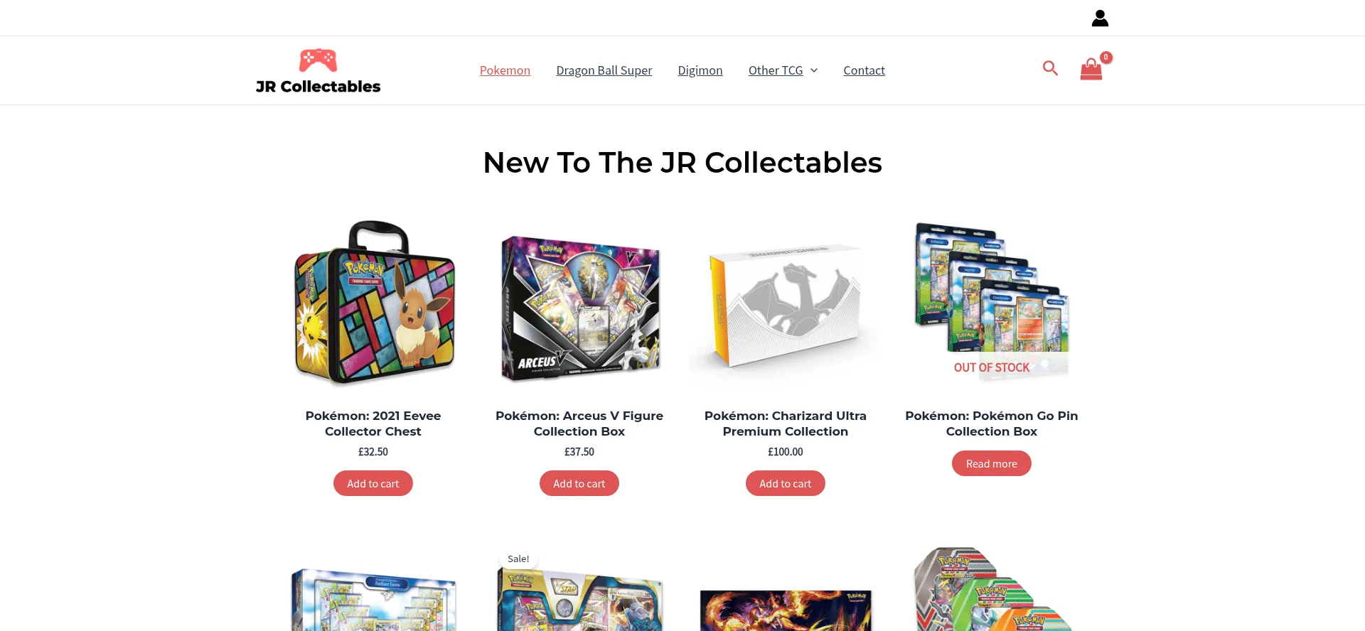 Website screenshot of Jrcollectables.co.uk