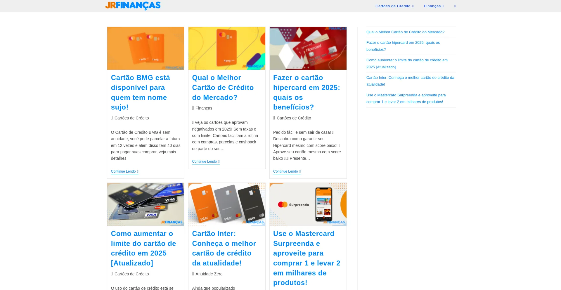 Website screenshot of Jrfinancas.com