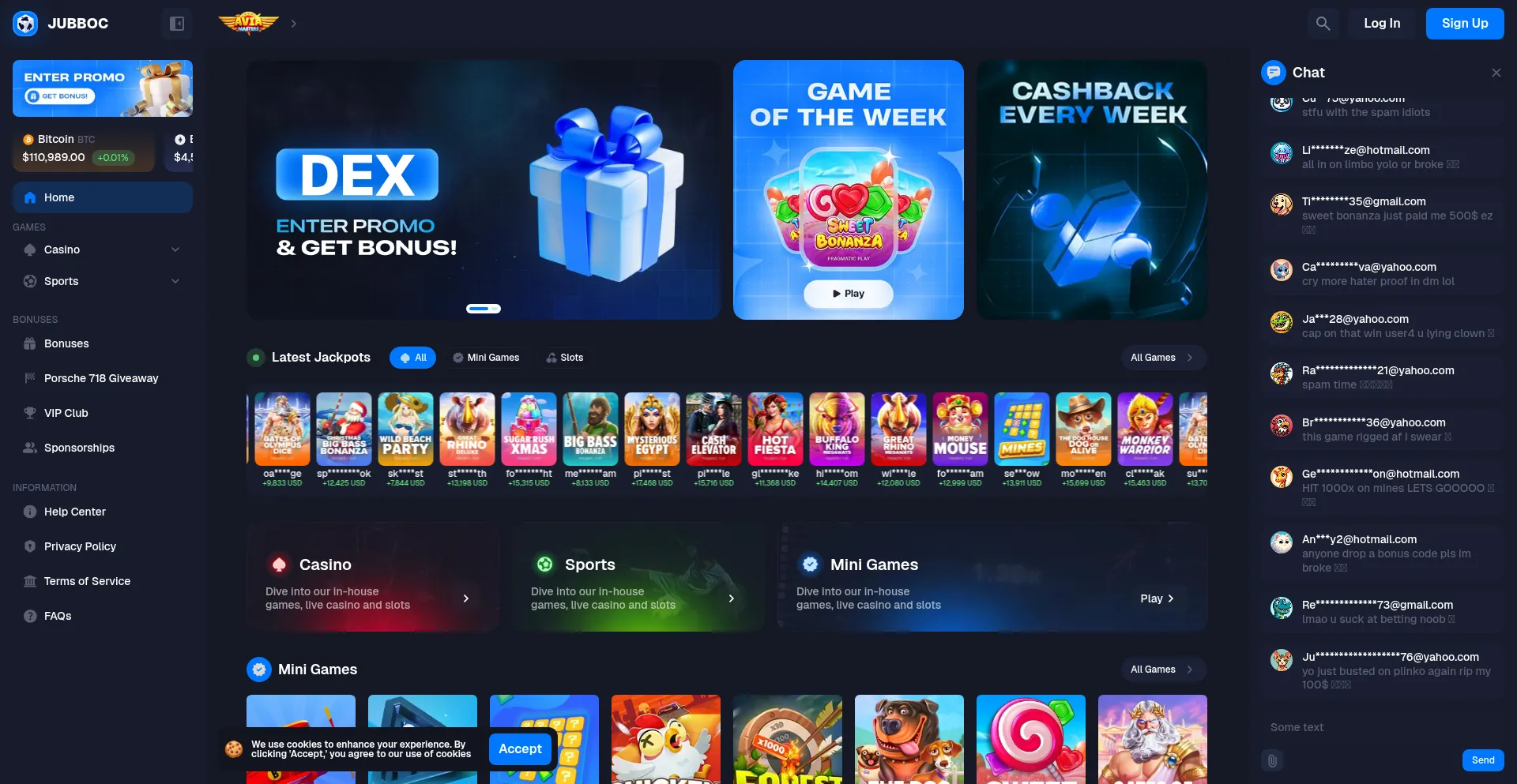 Website screenshot of Jubboc.com