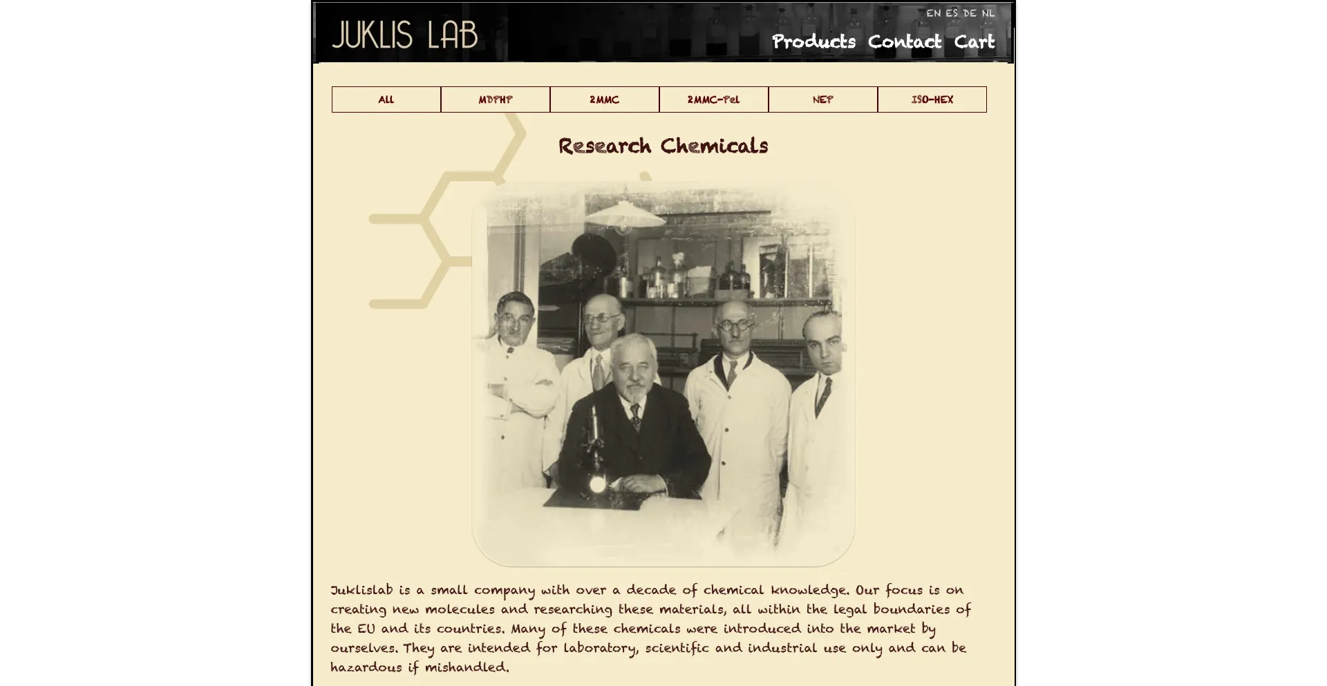 Website screenshot of Juklislabs.nl