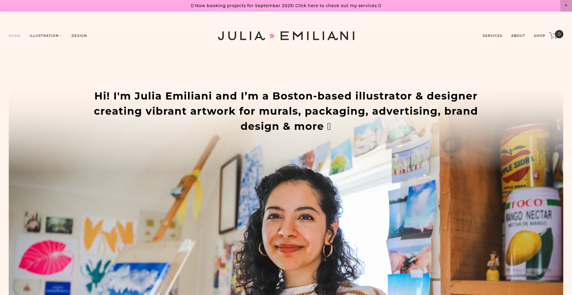 Website screenshot of Juliaemiliani.com