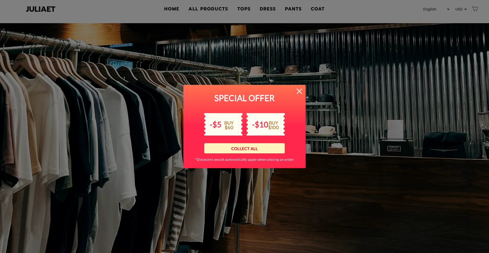 Website screenshot of Juliaet.com