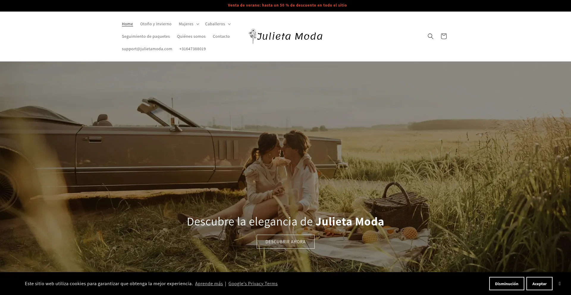 Website screenshot of Julietamoda.com