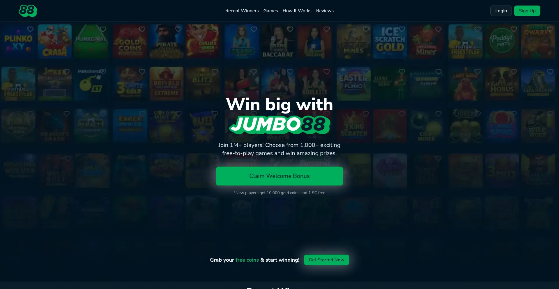 Website screenshot of Jumbo88.com