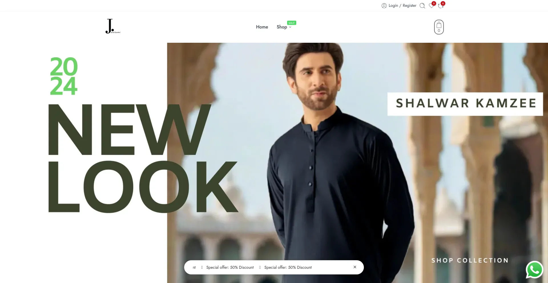 Website screenshot of Junaidjamshedpk.store