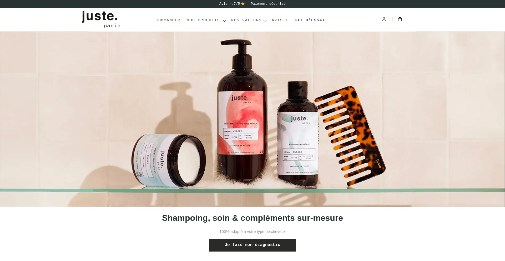 Website screenshot of Juste.paris