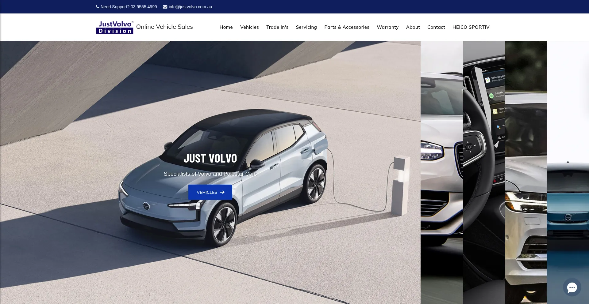 Website screenshot of Justvolvo.com.au