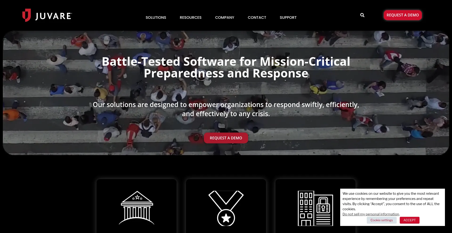 Website screenshot of Juvare.com