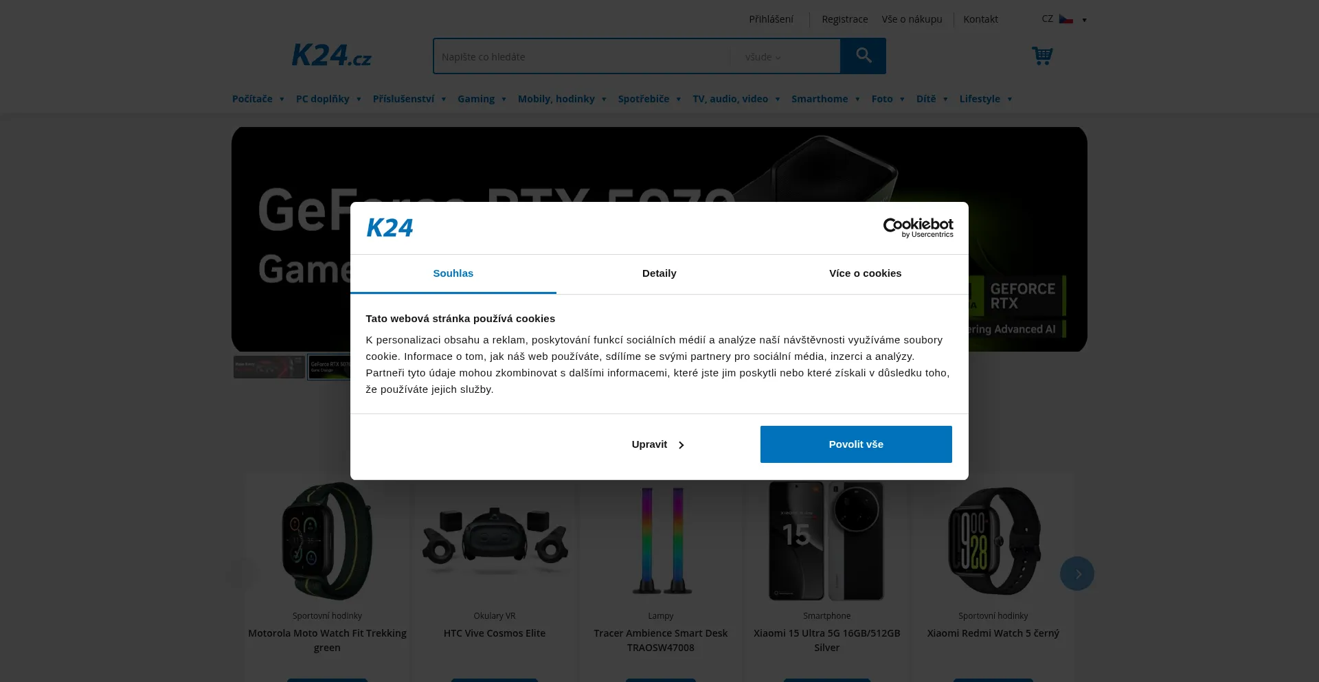 Website screenshot of K24.cz