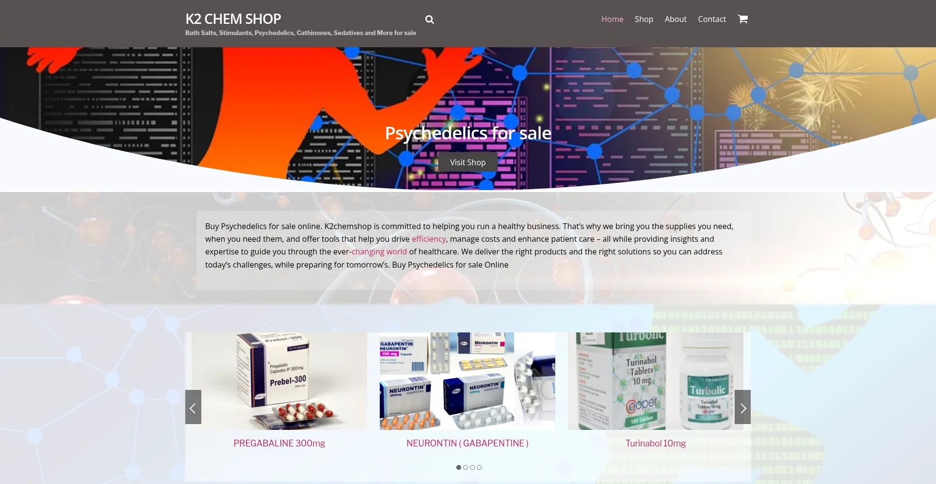 Website screenshot of K2chemshop.com