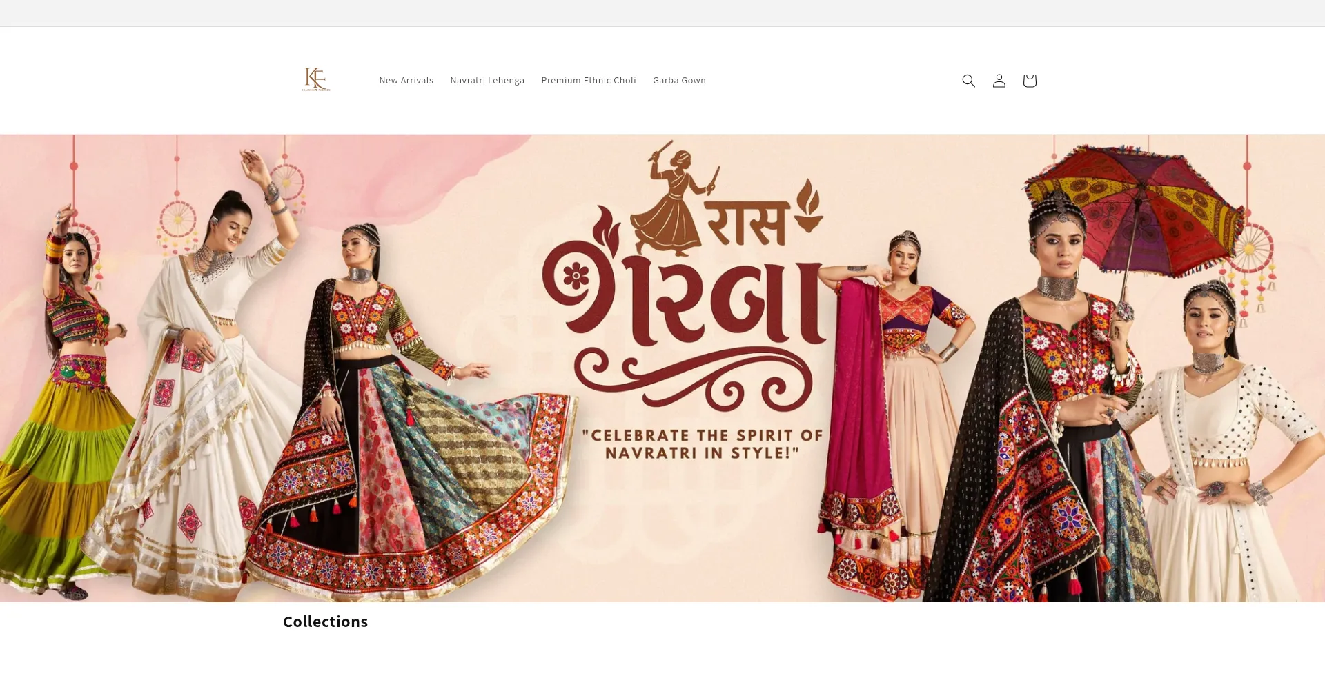 Website screenshot of Kalindhifashion.com