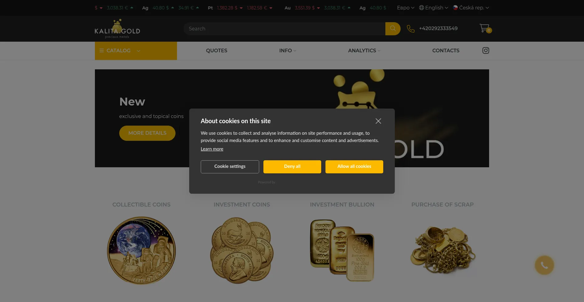 Website screenshot of Kalitagold.cz