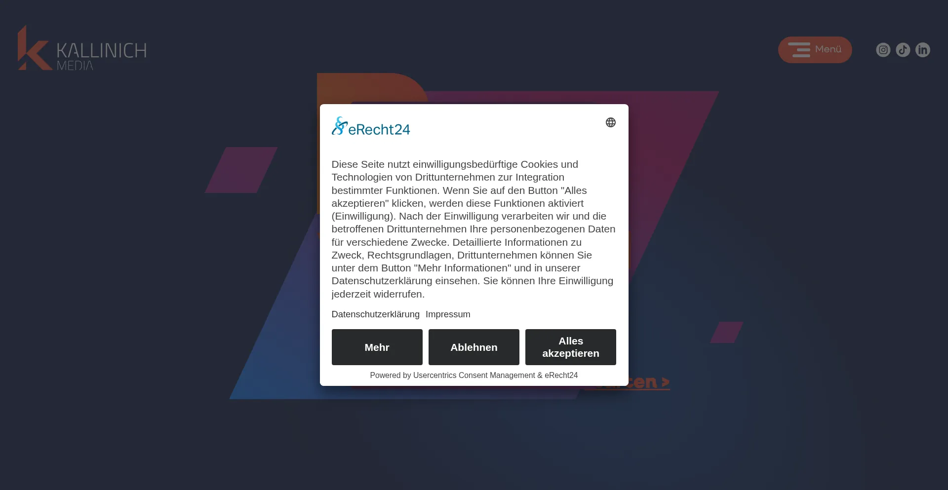 Website screenshot of Kallinich-media.de