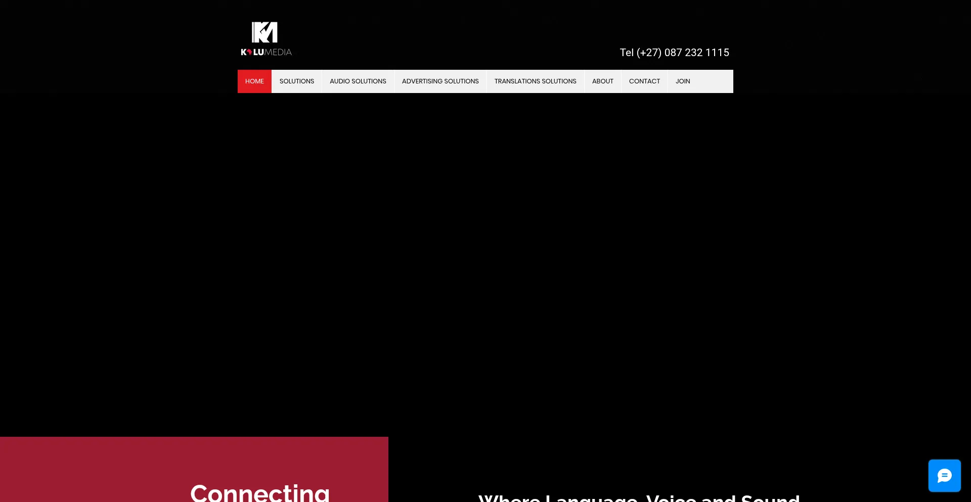 Website screenshot of Kalumedia.co.za