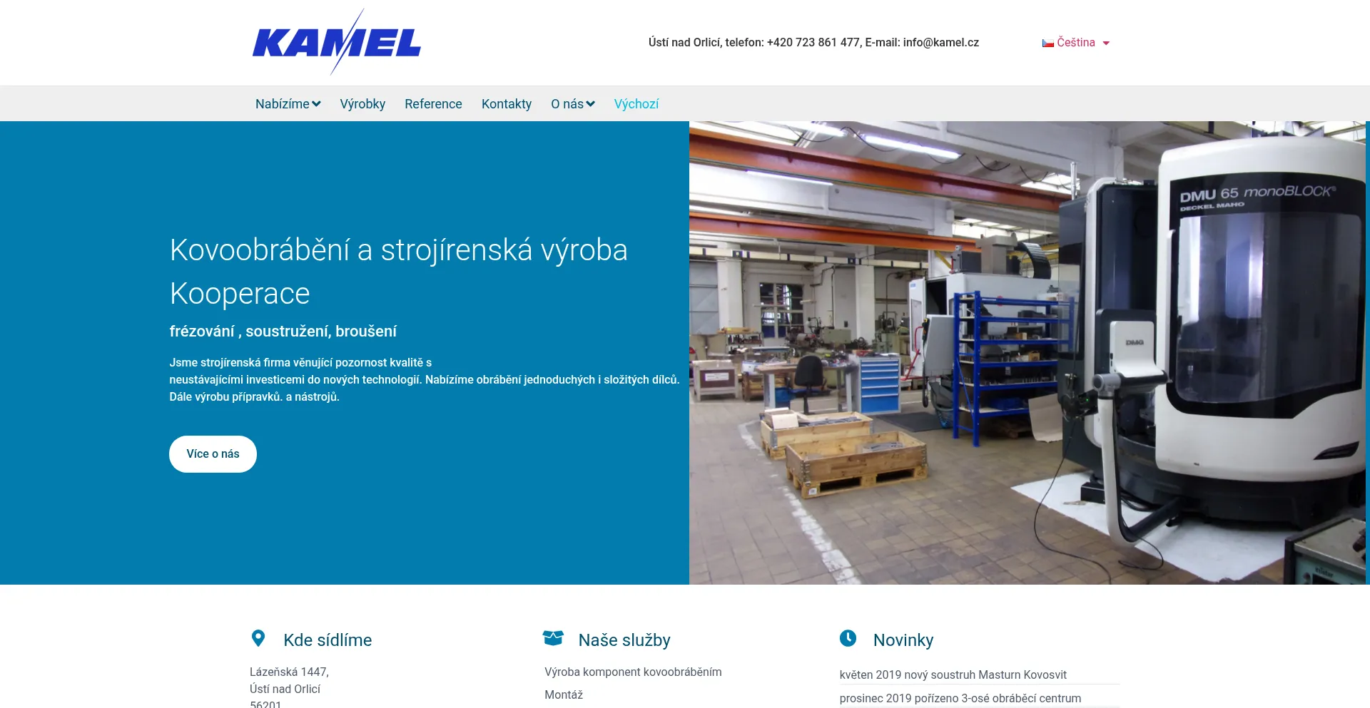 Website screenshot of Kamel.cz