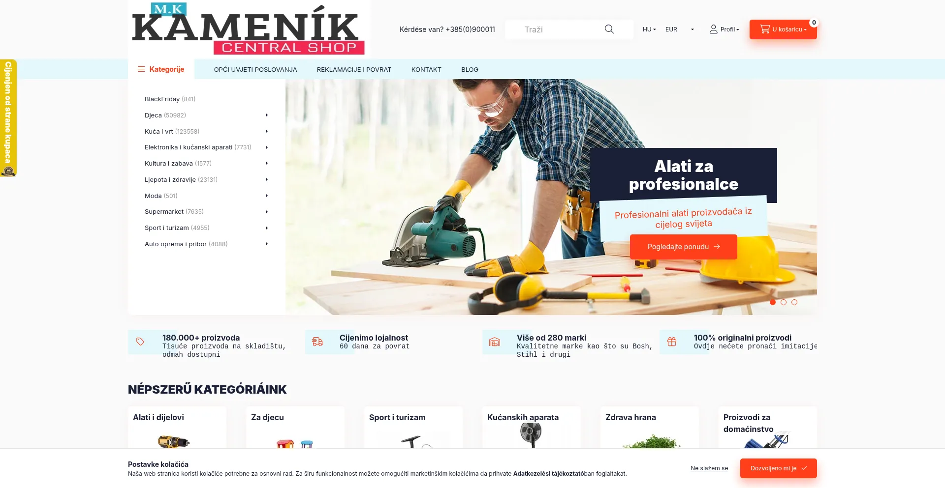 Website screenshot of Kamenik.hr