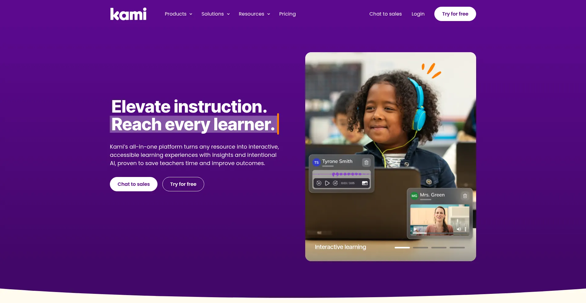 Website screenshot of Kamihq.com