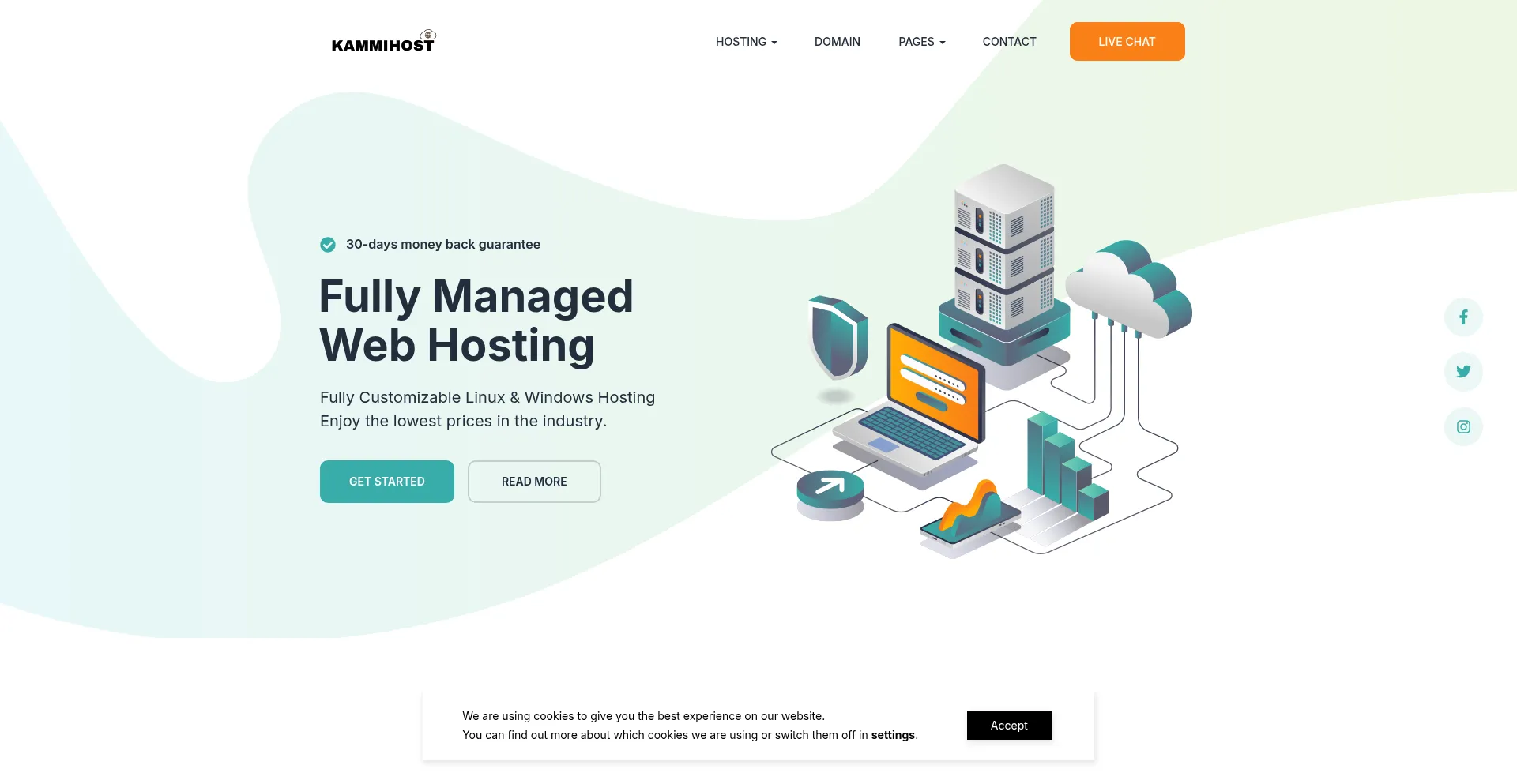 Website screenshot of Kammihost.com
