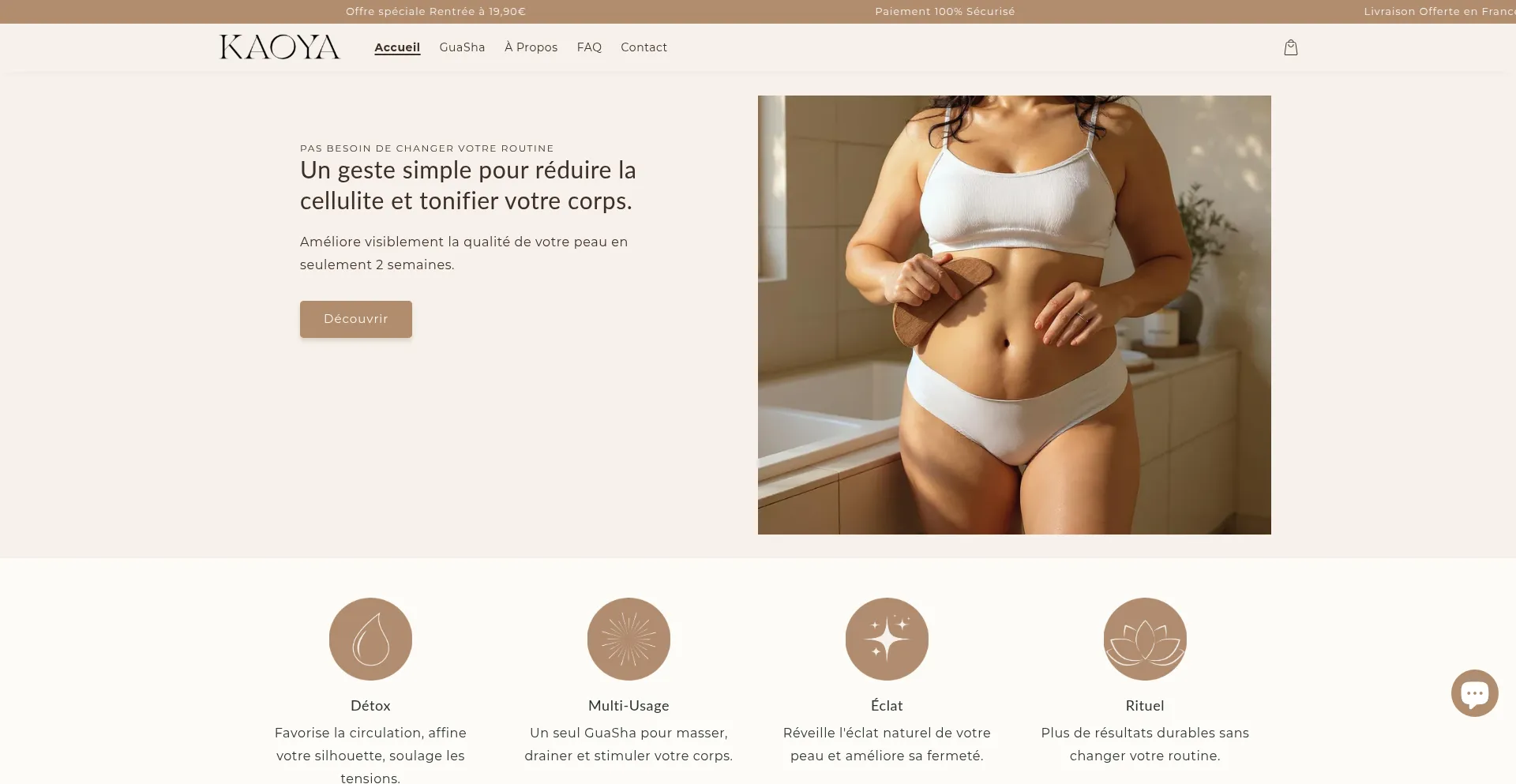 Website screenshot of Kaoya.fr