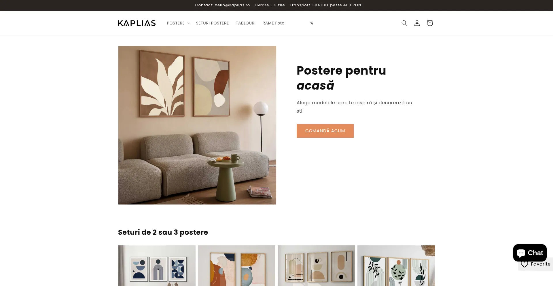 Website screenshot of Kaplias.ro
