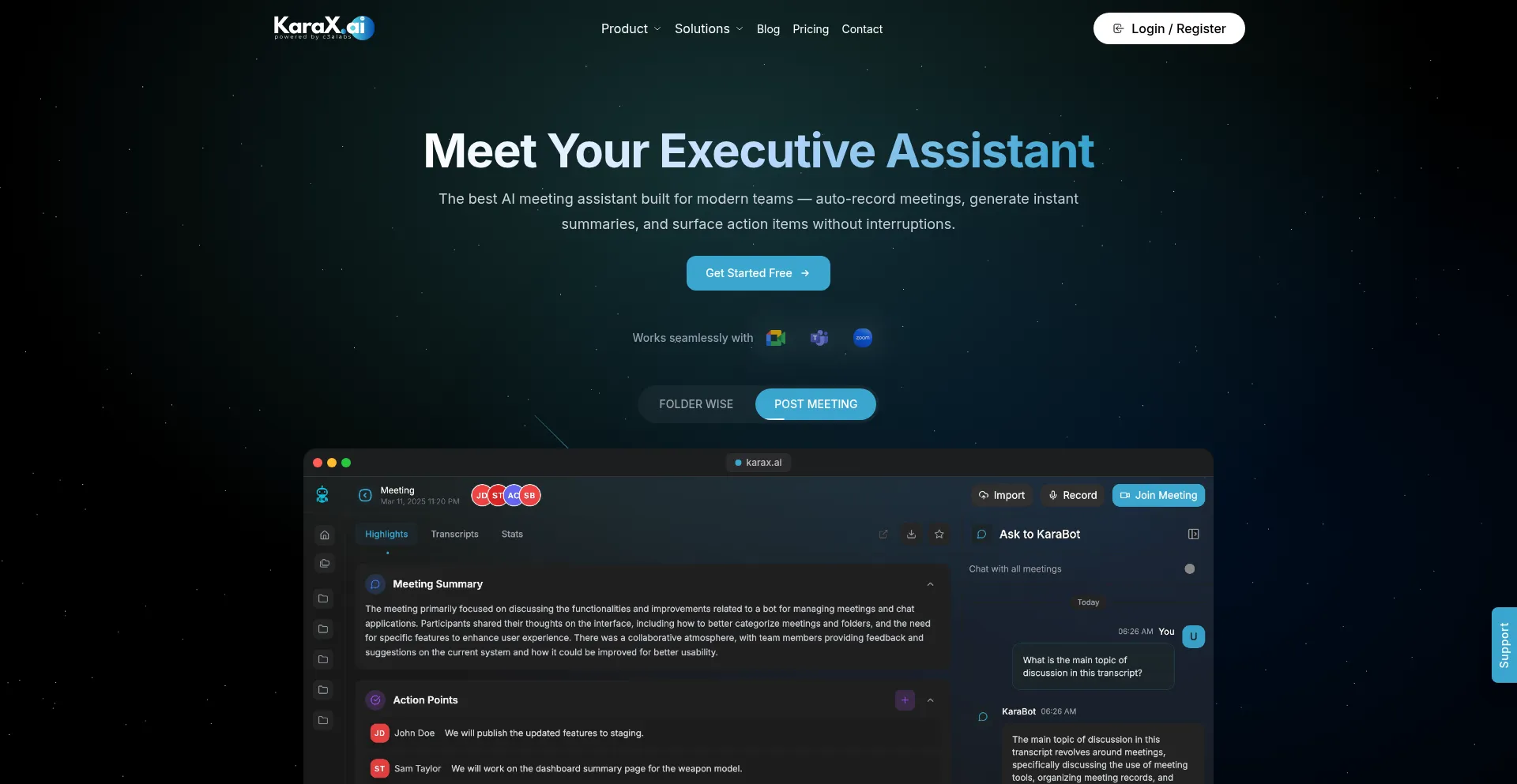 Website screenshot of Karax.ai
