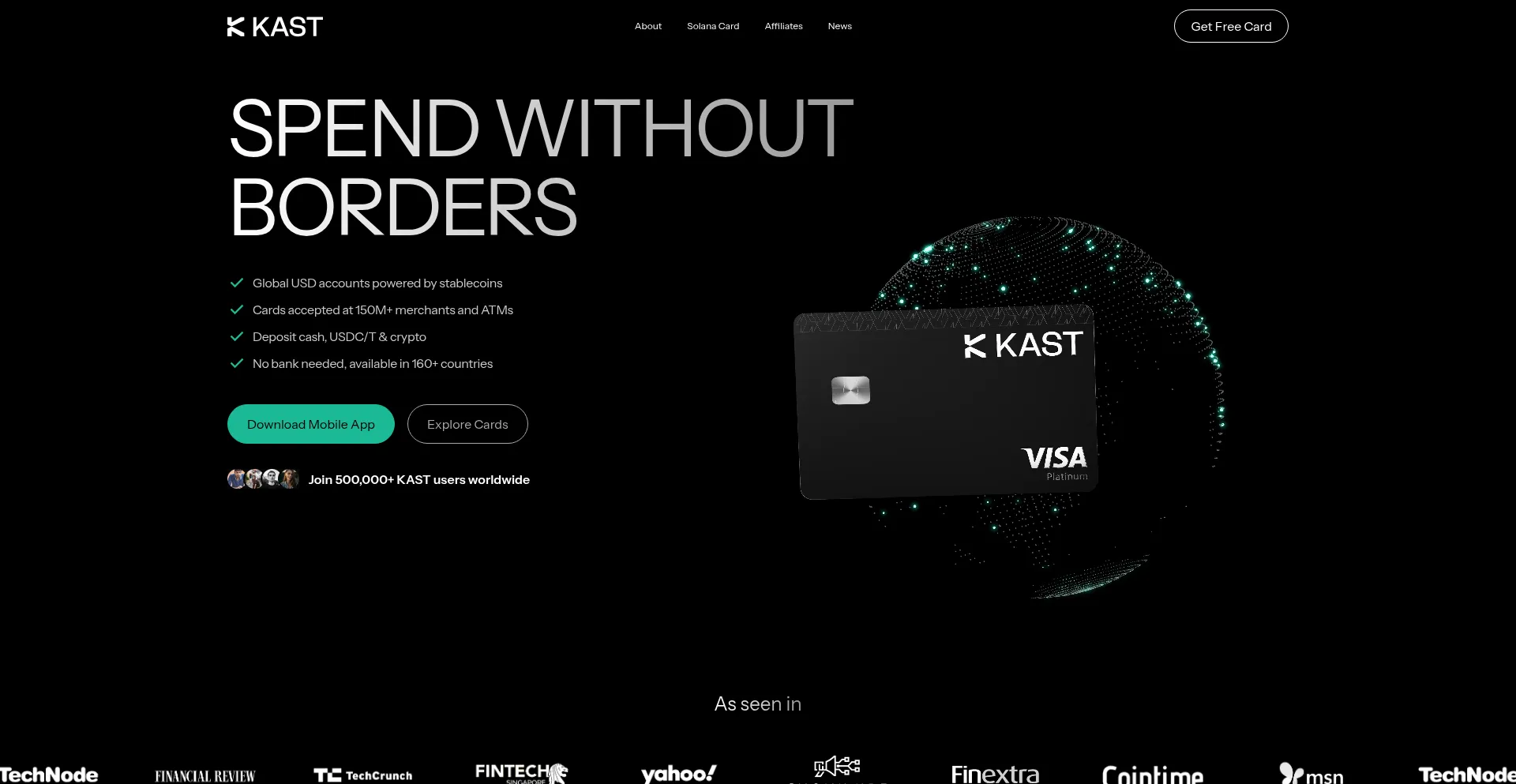 Website screenshot of Kast.xyz