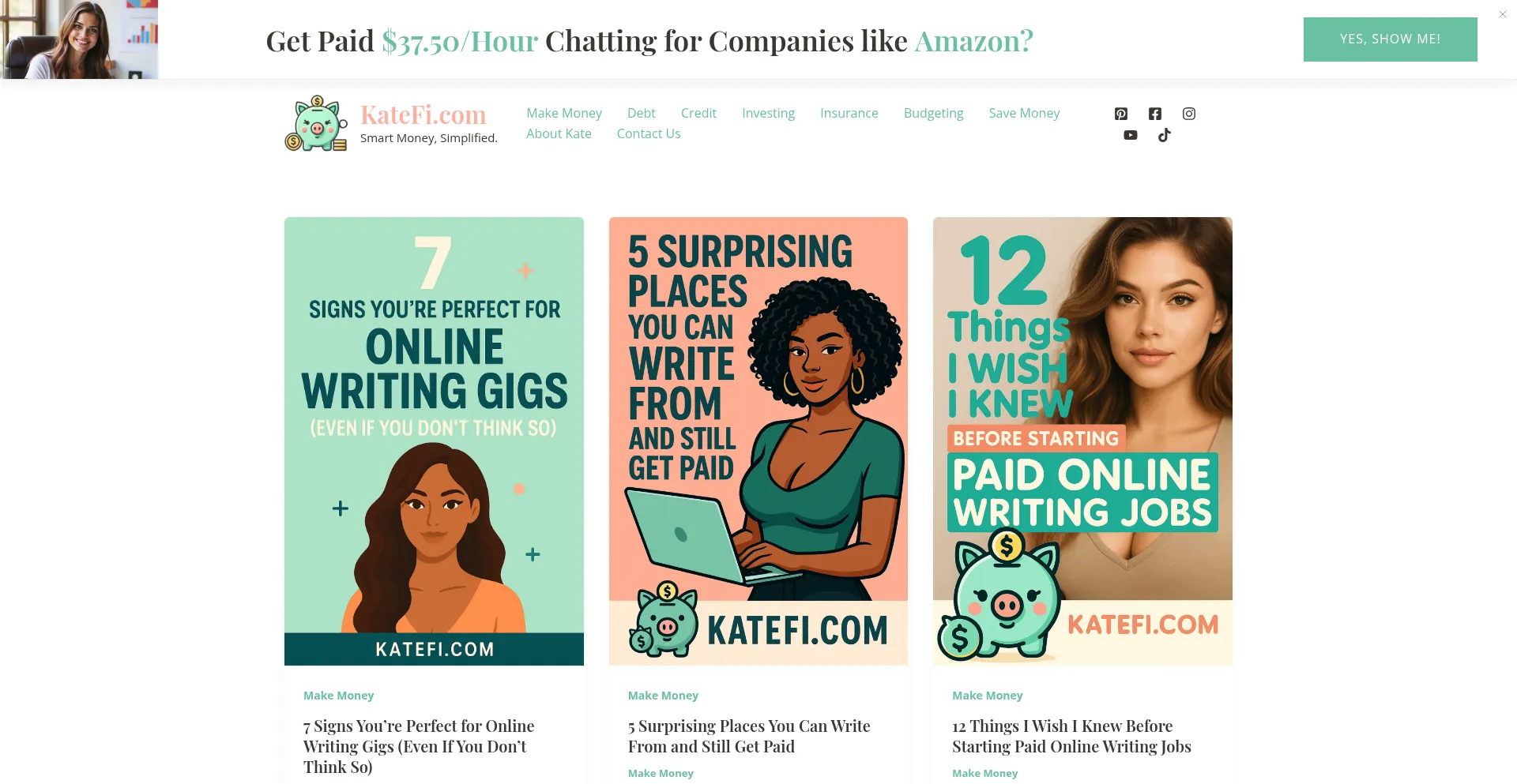 Website screenshot of Katefi.com