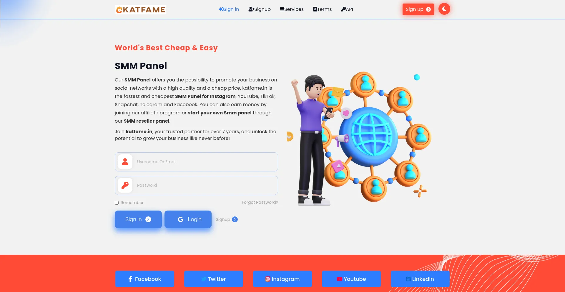 Website screenshot of Katfame.in