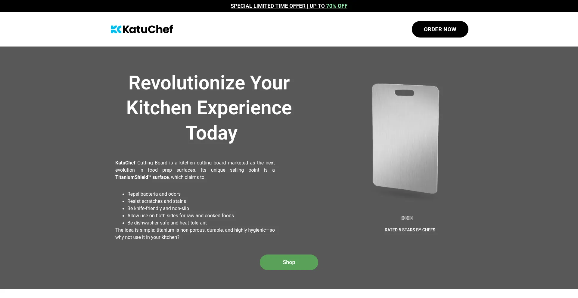 Website screenshot of Katuchef.net