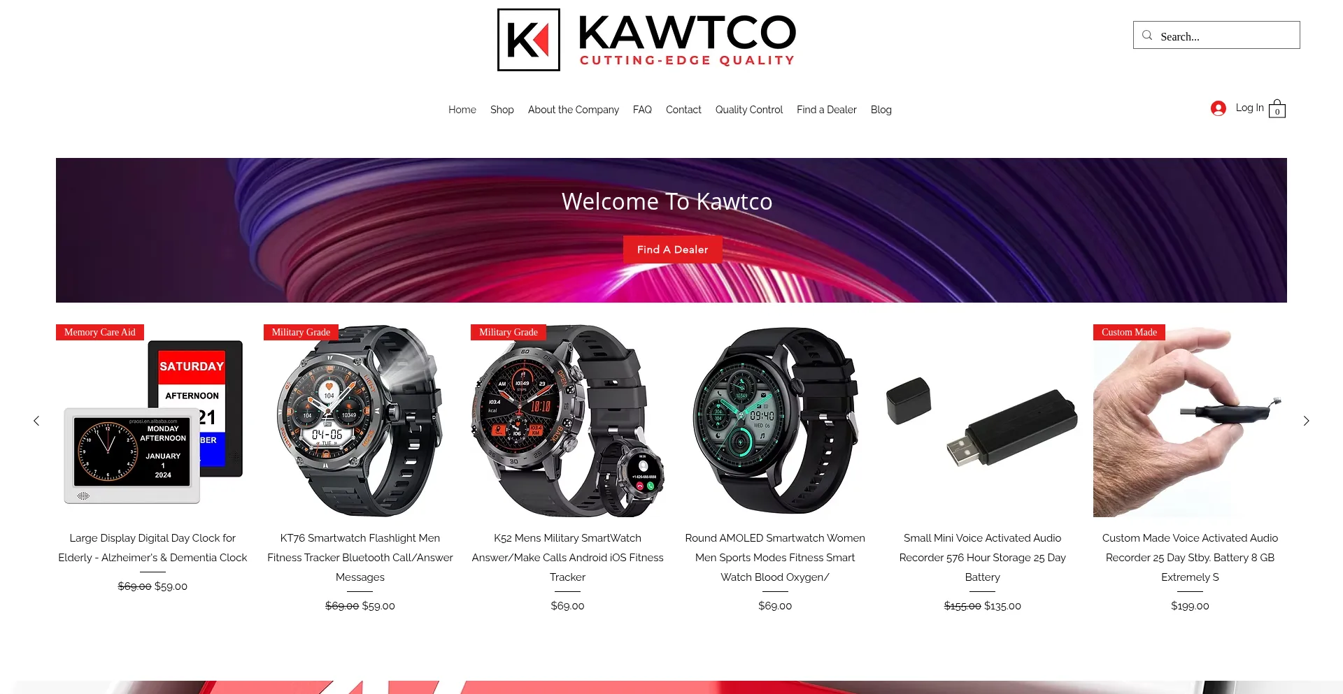Website screenshot of Kawtco.net