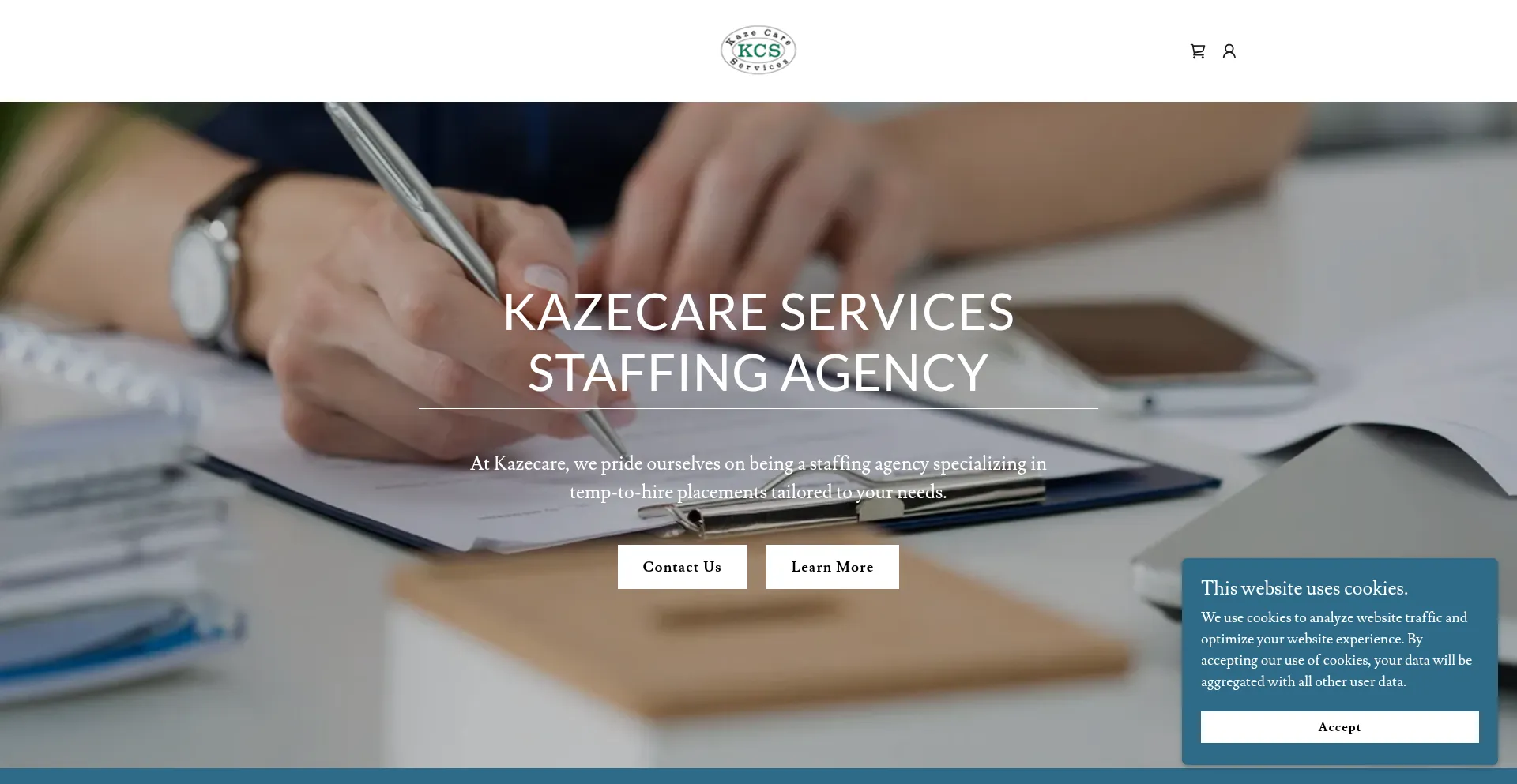 Website screenshot of Kazecare.us
