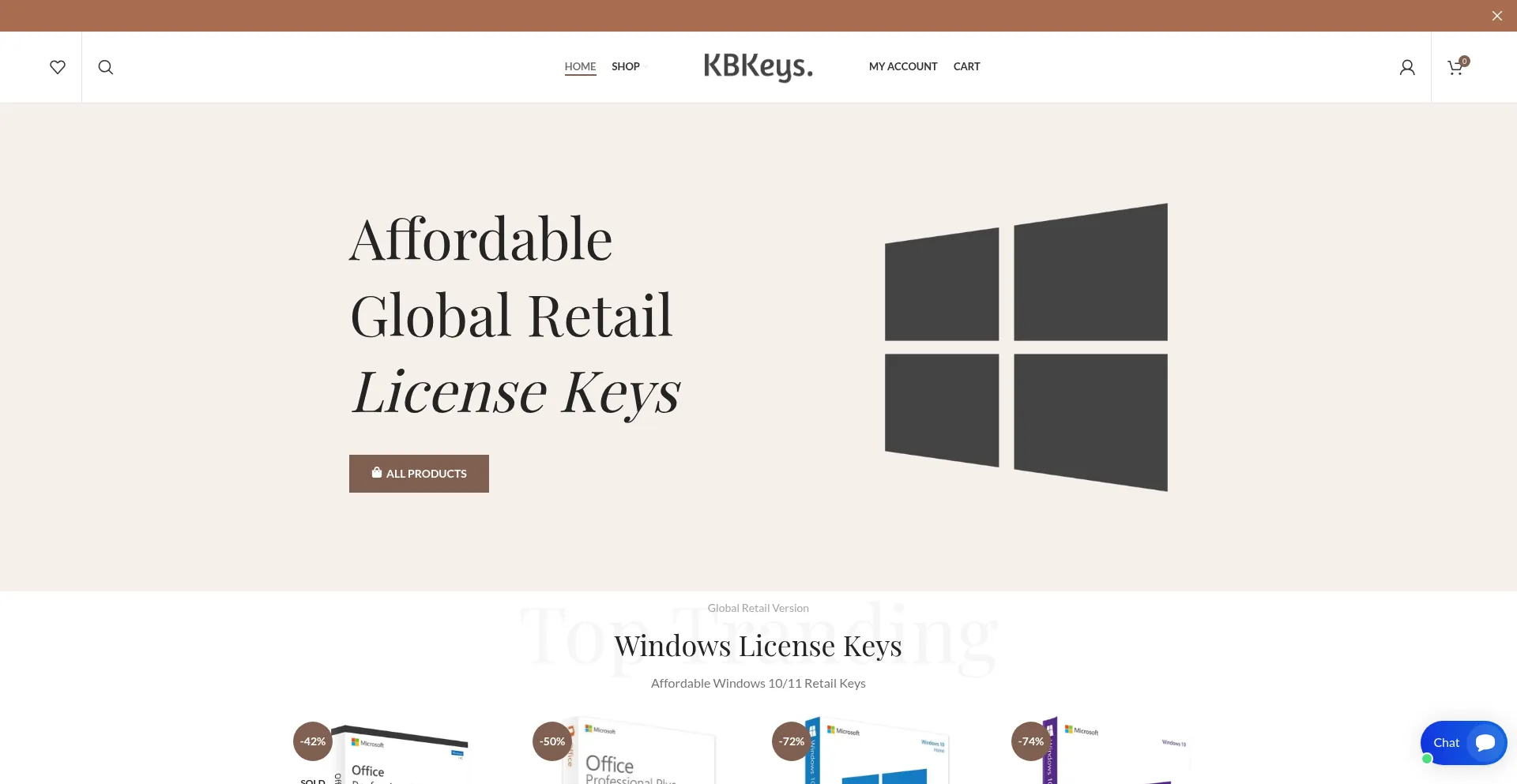 Website screenshot of Kbkeys.com